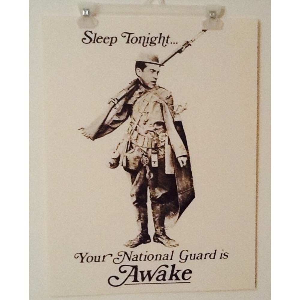 Richard Nixon 70's political poster Sleep Tonight National Guard is Awake!